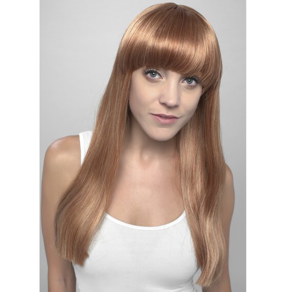 Long Red And Blonde Synthetic Wig With Bangs And Natural Etsy