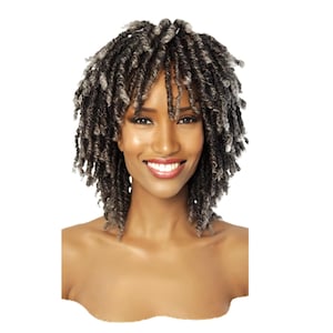 Salt and Pepper Grey Short Dreadlock Wig - Twist Style