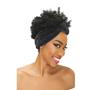 Headband Afro Wig: Adjustable, Natural Black Synthetic Hair