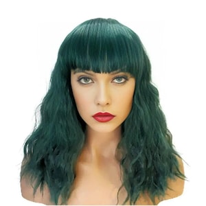 Synthetic Wavy Curly Bob Wig with skin top, Short Natural Look Realistic Green Wig, Beauty Luxury Wigs for Everyday Hair Accessories