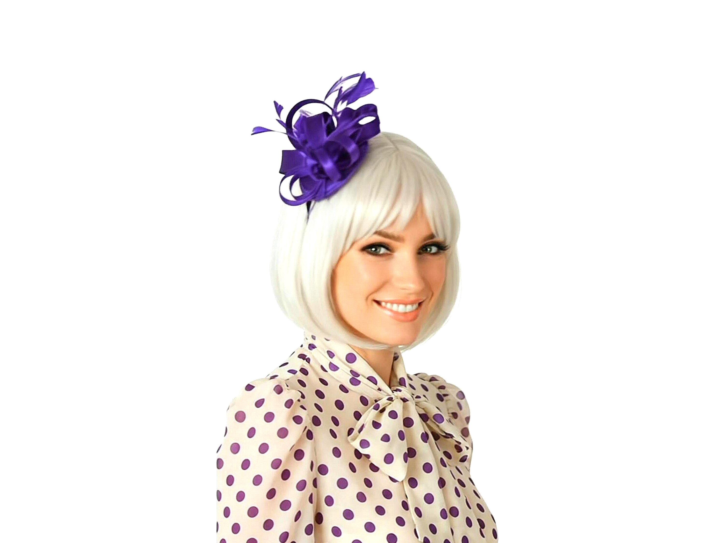 Elegant Purple Feather Fascinator Kentucky Derby Church Tea Formal Headband Hat Lavender Lilac Feather Fascinator Hat, Kentucky Derby  main image 2