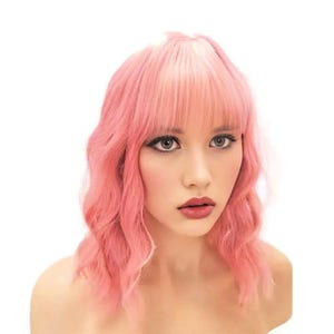 Light Pink Wig Synthetic Curly Bob Wig, Natural Hair Accessories Hairpiece Pink Women&#39;s Everyday Cool Natural Look, Unique Realistic Wig