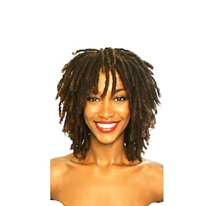 Warm Brown Short Dreadlock Twist Wig: Curly Synthetic Hair