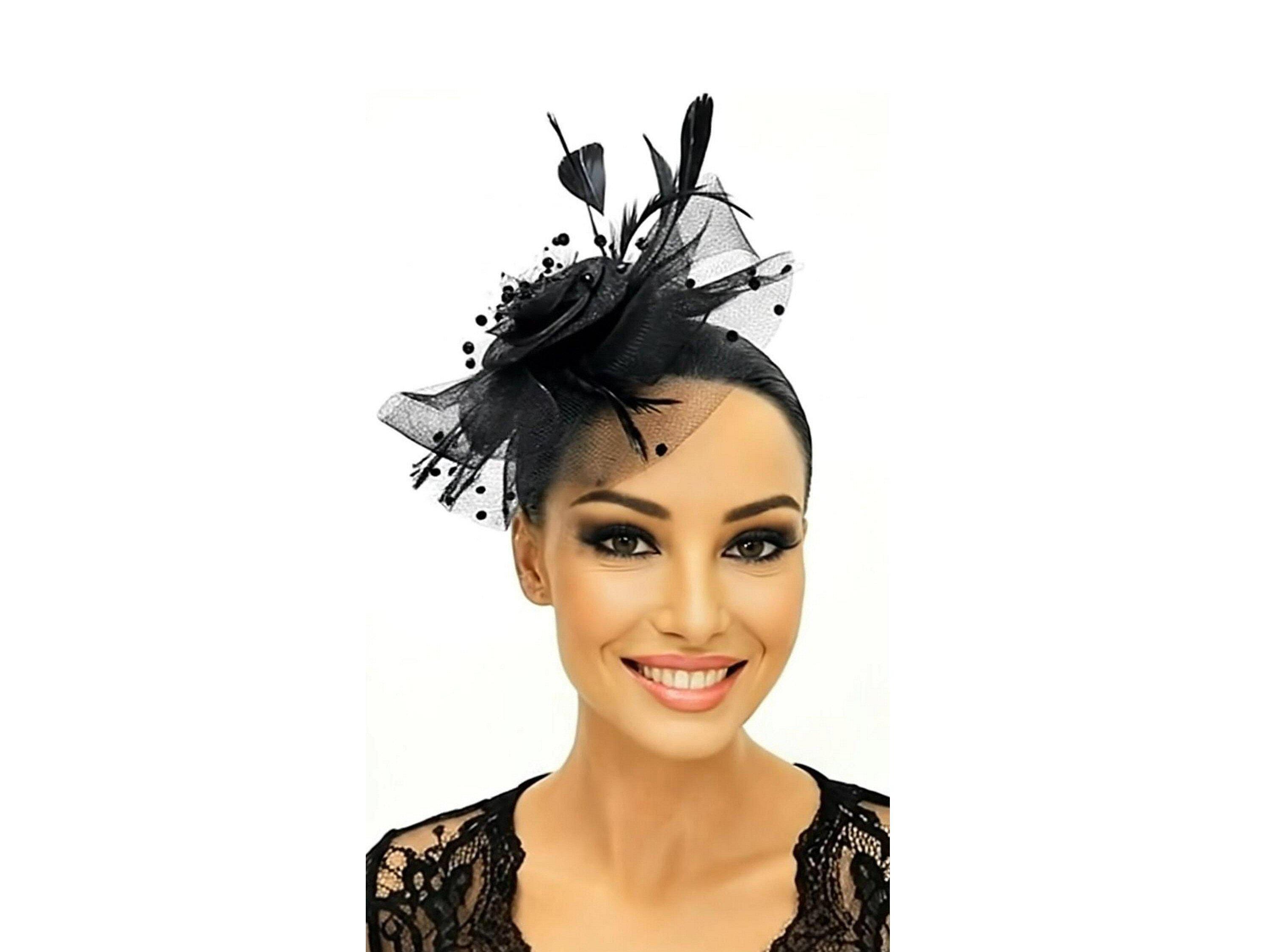 OIXEYA Fascinator Bruiloft voor dames, veer haarband met kunstbloemen, jaren 20 fascinator, hoofdtooi voor dames, voor carnaval, cocktail, bruiloft, thee-party accessoires
