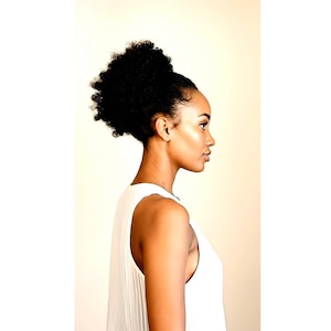 Curly Afro Puff  Drawstring Ponytail Bun Extension Black Brown