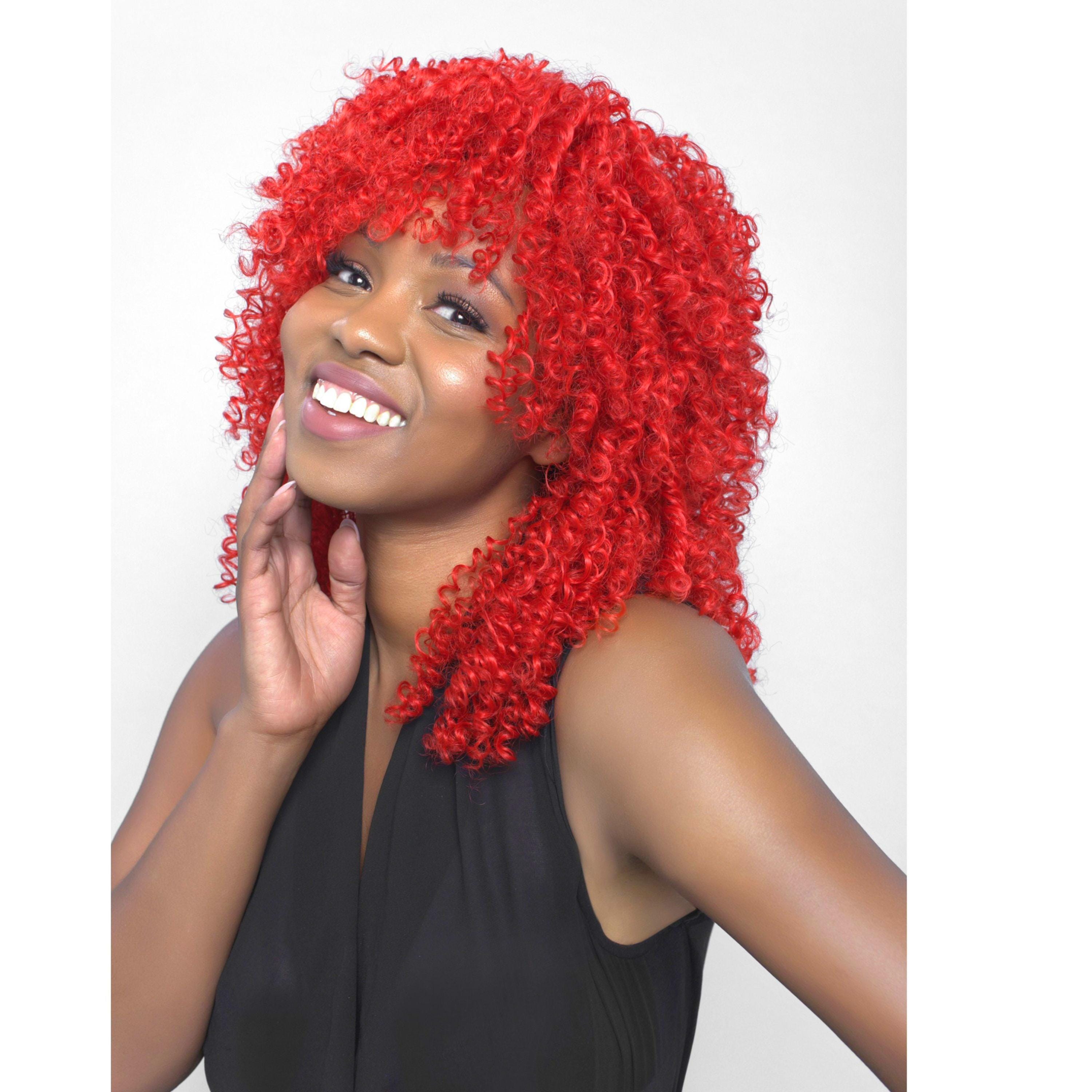 Bright Red Extra Curly Heat Long Heat Resistant Wig With 