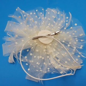 Fascinators Hat for Women Tea Party Headband Kentucky Derby Wedding Flower Cocktail Mesh Feathers Hair Clip Beige image 5