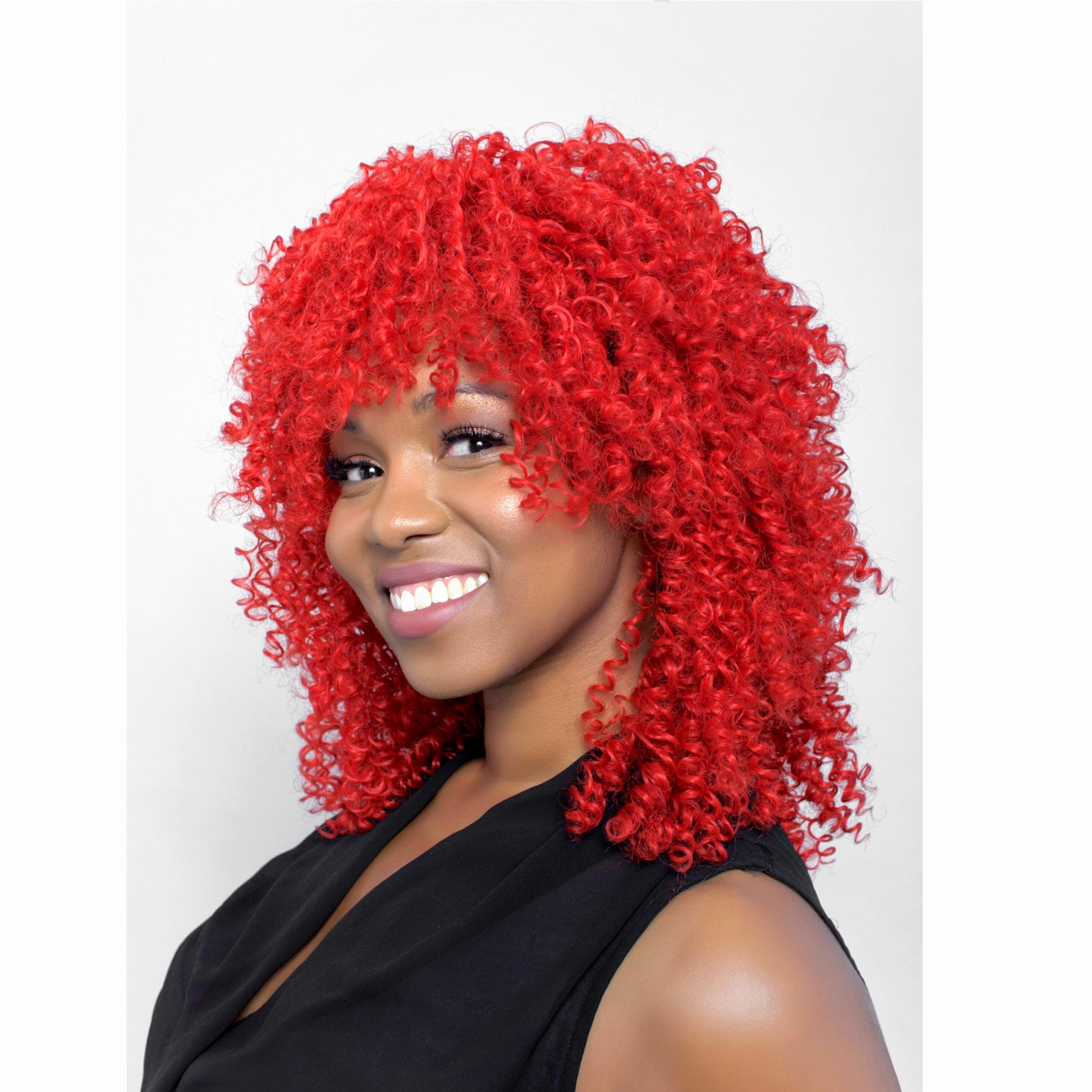Heat resistant red curly wig Glamorous Wavy Red Synthetic Wig Heat Resistant Curly Hair  main image 2