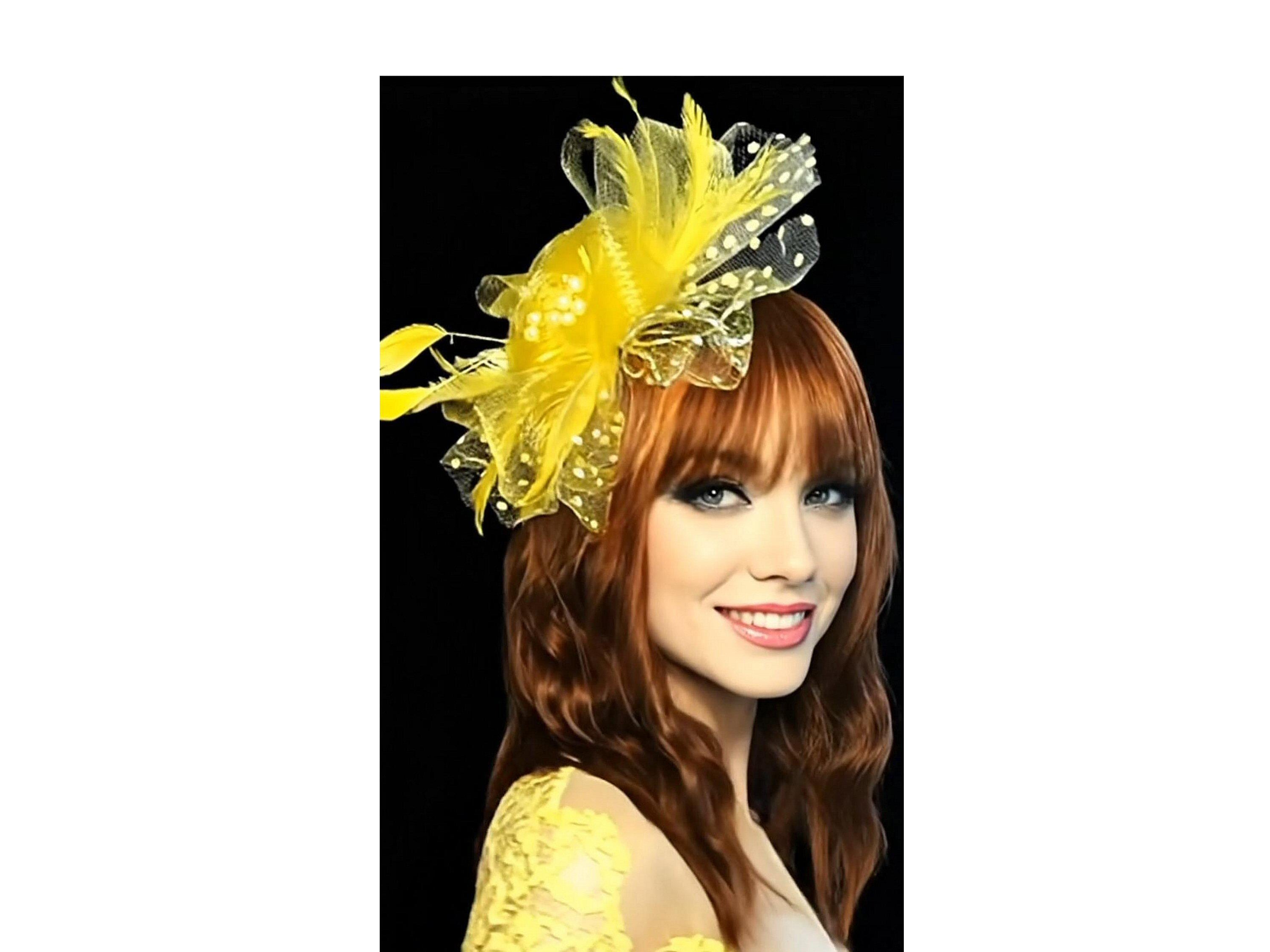 Bold Yellow Fascinator Headband Hair Accessory with  display picture 3