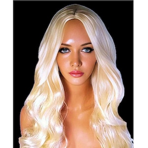 Long Blonde Lace Wig For Women - Golden Wavy Wig For Cosplay Costumes Halloween Party - Curly Wig With Blonde Hair - Lace Synthetic Fibre