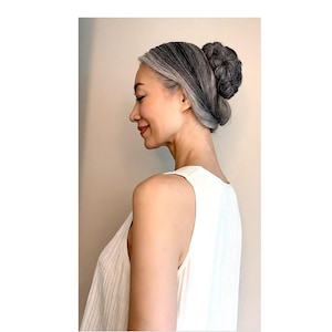 Hair Bun Synthetic Natural Curly Chignon Hairpieces Updo Clip in/on Plastic Comb Dark Grey