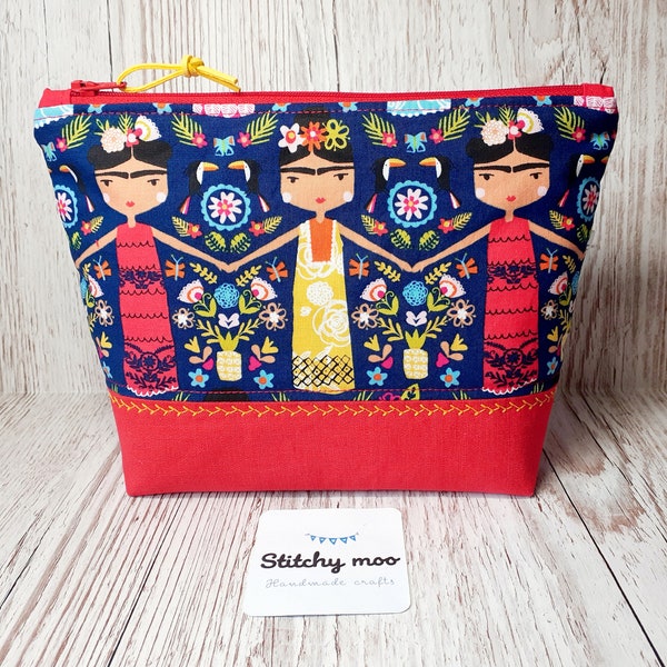 Frida Kahlo zipper pouch, cosmetic bag, toiletry bag, travel pouch, storage bag