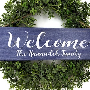 Personalized Welcome Sign Front Door Decor Family Name Sign Housewarming Gift Farmhouse Front Porch Decor