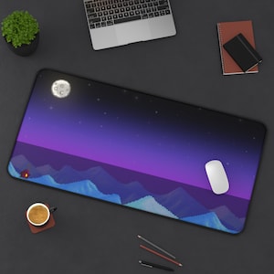 Stardew Valley Night Desk Mat - (Non- AI)  Mouse Pad XXL, Desk Pad, nintendo Extended Gaming Keyboard Mat Pad,Pixel ArtExtra Large Mouse Pad