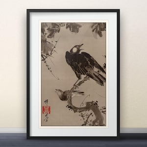 Starlings on a Branch by Kawanabe Kyōsai - Japanese Print Japanese Art Wall Art Poster Gift