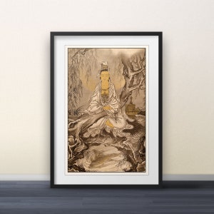 White-Robed Kannon by Kawanabe Kyōsai - Japanese Print Japanese Art Wall Art Poster Gift
