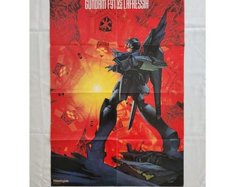 Vintage Japanese 1991 Mobile Suit Gundam F91 B2 Poster Newtype Magazine - anime manga shonen