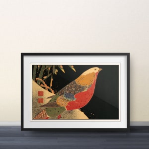 Golden Pheasant in the Snow by Itō Jakuchū - Japanese Print Japanese Art Wall Art Poster Gift
