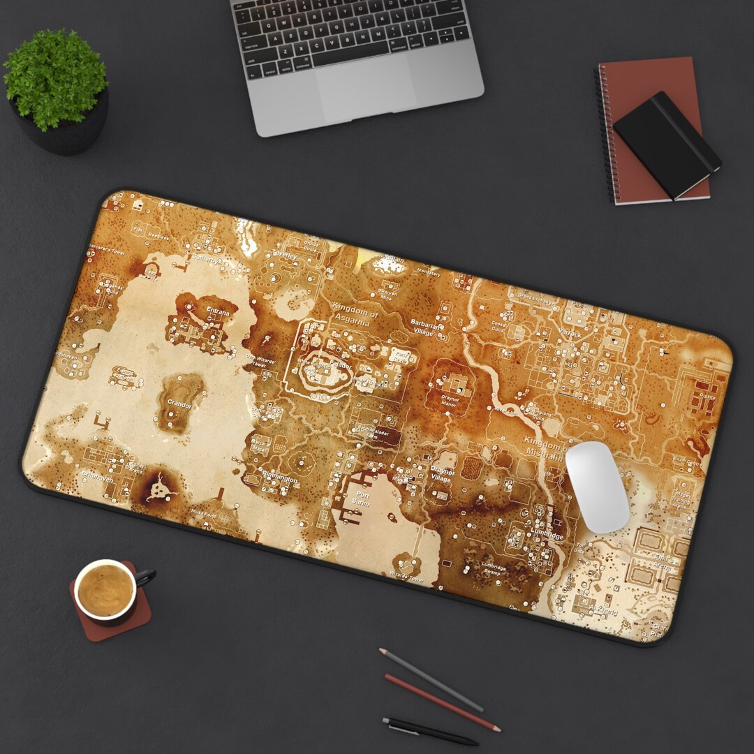 Retro Style Runescape Mouse Pad XL Gaming OSRS World Map Desk Mat