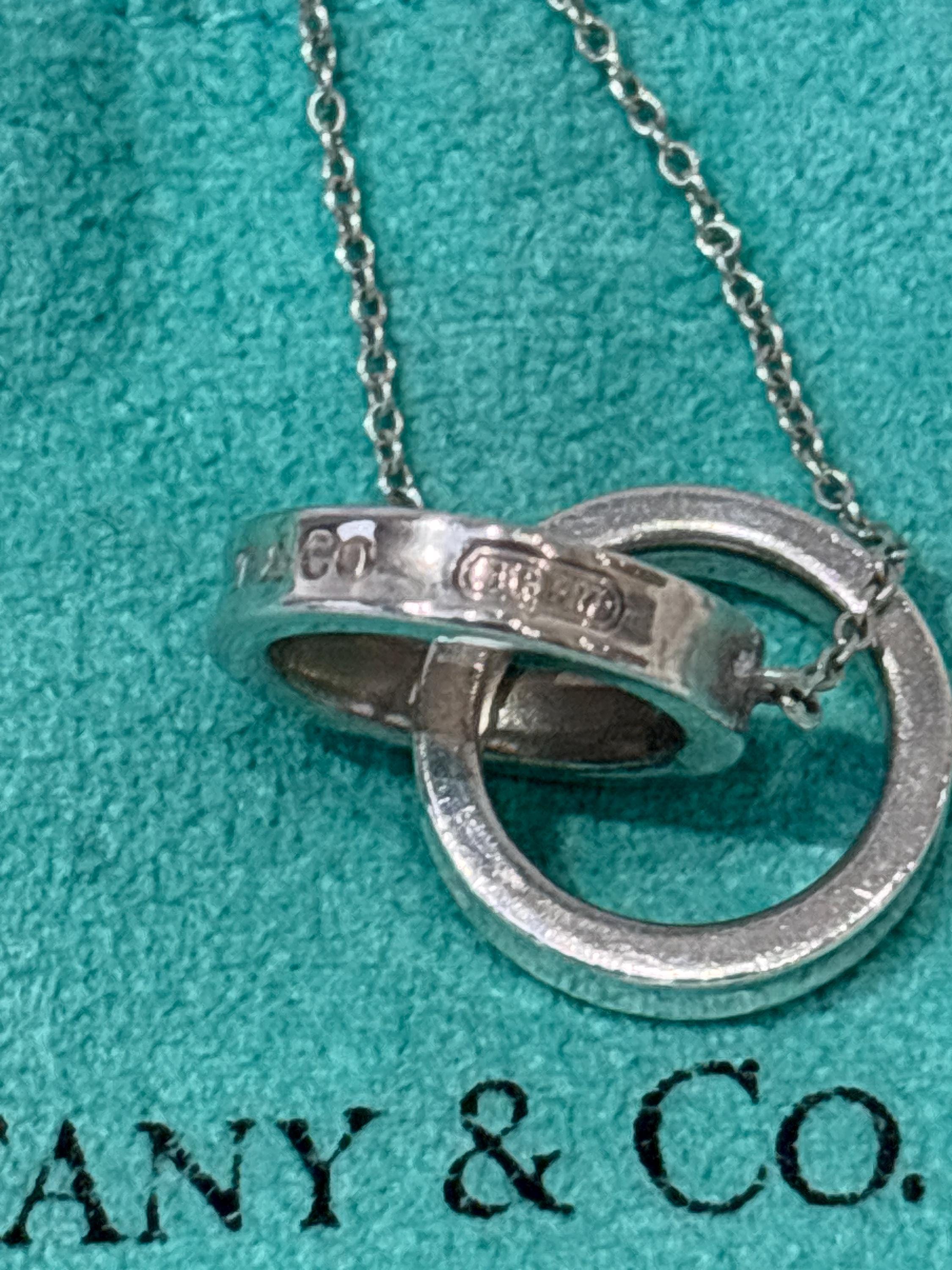 Tiffany & Co Silver Interlocking Rings Necklace and Pouch - Etsy