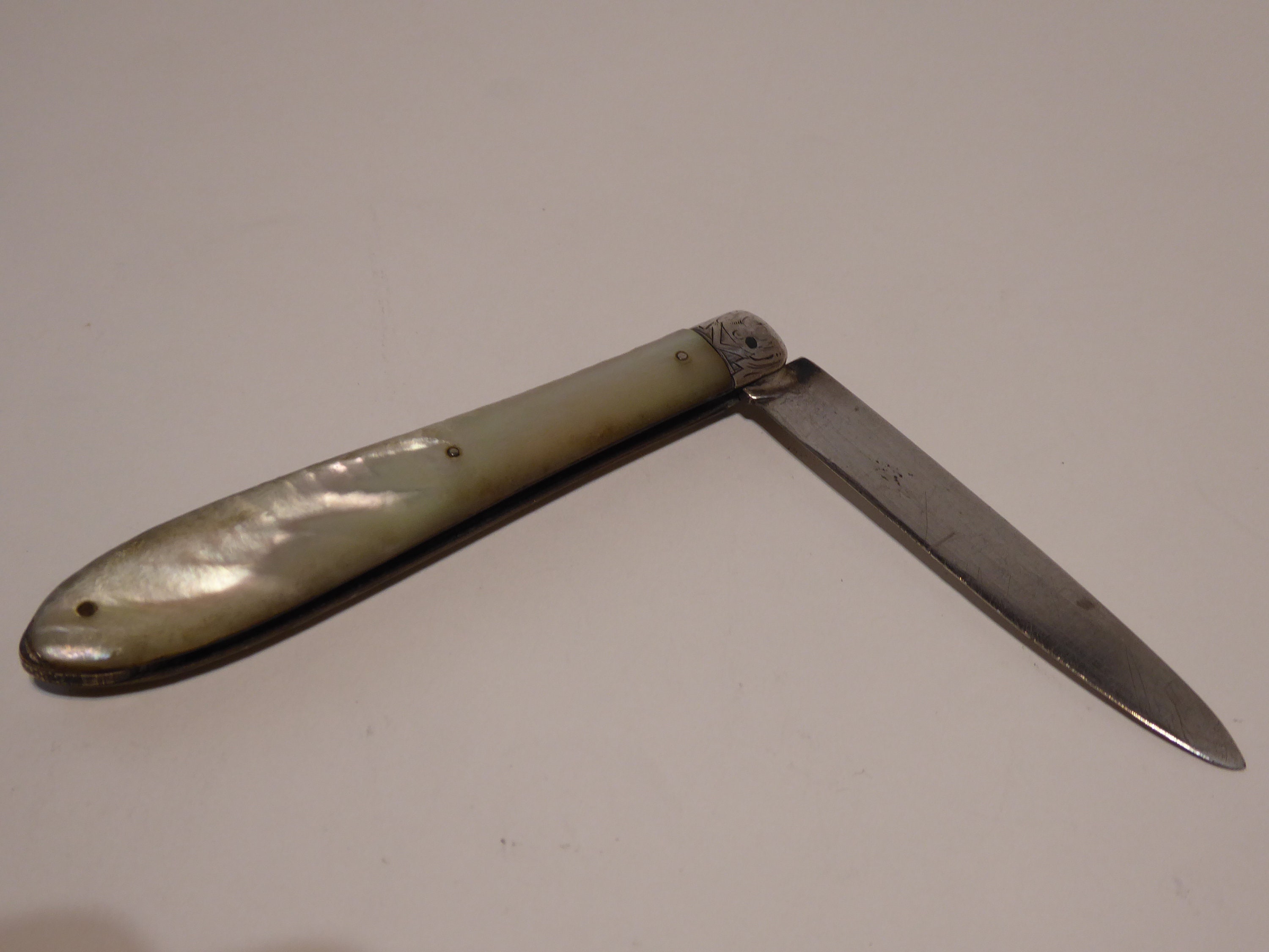 1882 JYC Mother of Pearl & Sterling Silver Bladed Folding 1882 JYC Mother of Pearl & Sterling Silver Bladed Folding