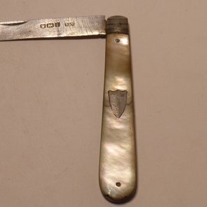 1911 Antique English Sterling Silver bladed folding fruit pocket knife by WN