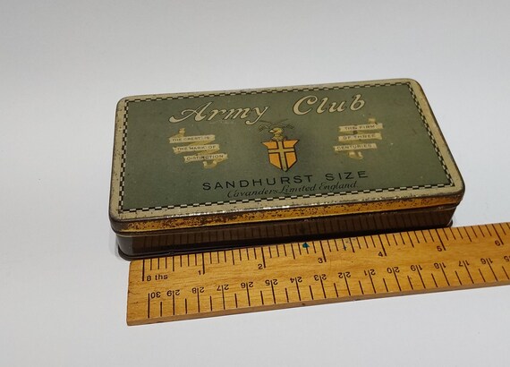 army club cigarettes Army Club Cigarette Tin Containing Assorted Collar Buttons