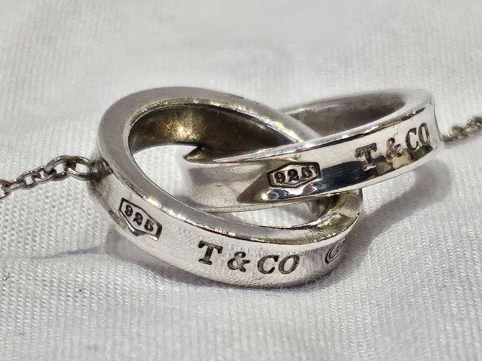 Tiffany & Co Silver Interlocking Rings Necklace and Pouch - Etsy