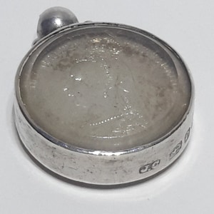 1888 Victoria Sixpence in Sterling Silver pendant mount glass fronted by John Culver