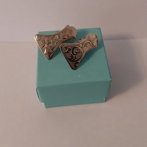 1930 PAR de clips de servilleta de plata esterlina en caja por Francis Webb