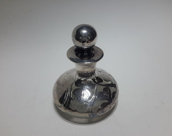 1970s Glass & Metal dressing table bottle