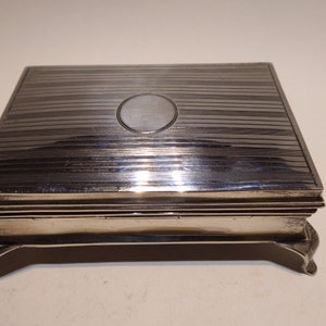 1935 Vintage Art Deco English Sterling Silver jewellery hinged box