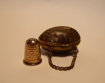 Sewing Thimble Token, Aged Brass - decorative objects