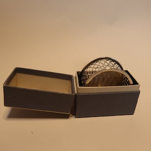 Anillo de servilleta de plata con entramado victoriano en caja de 1898