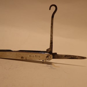 Sterling Silver body penknife with steel hook and blade