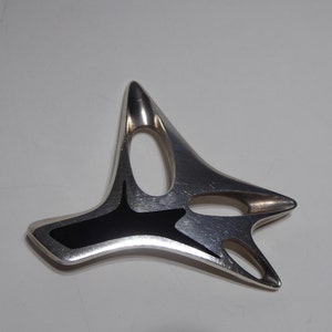 1956 Vintage Georg Jensen sterling Silver & enamel brooch Design By Henning Koppel