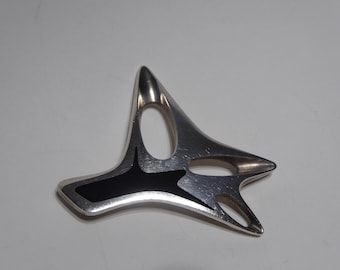 Vintage Georg Jensen Silver & Enamel Abstract Brooch #323