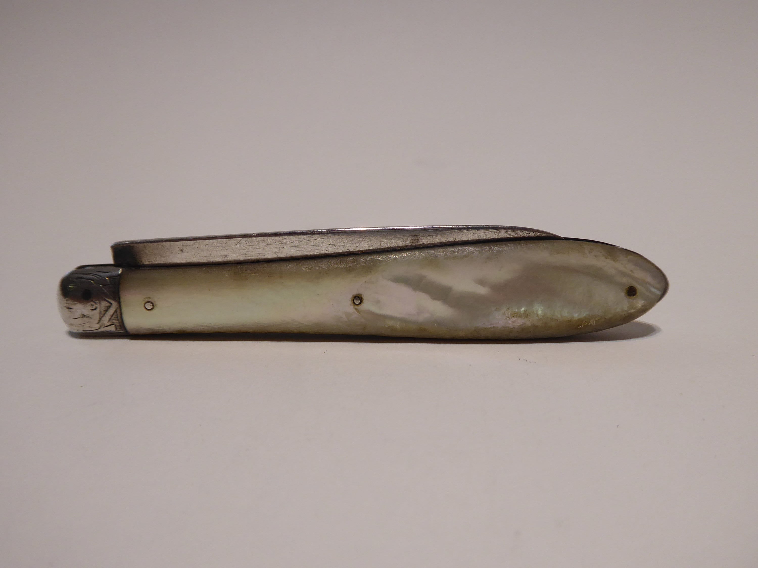 1882 JYC Mother of Pearl & Sterling Silver Bladed Folding Fruit