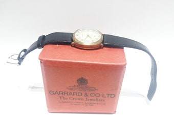 Garrard 9 carat GOLD gentleman's wristwatch and box