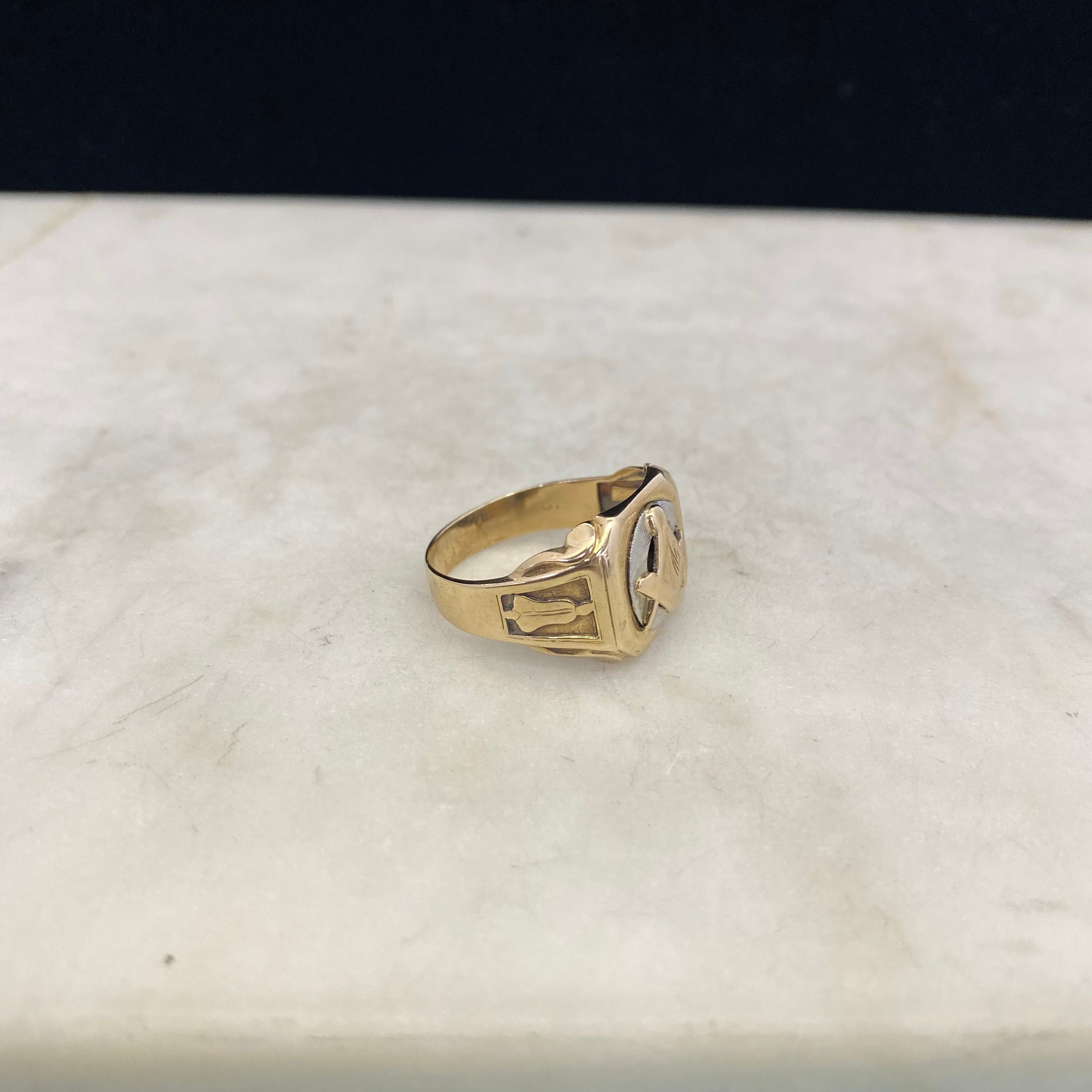 10k Masonic Ring // Vintage Yellow Gold Mason Ring | Etsy