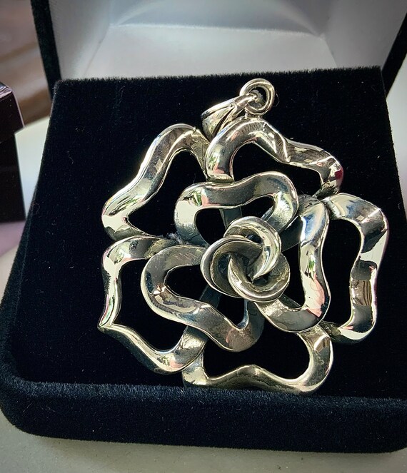 Sterling Silver Rose Pendant - image 3