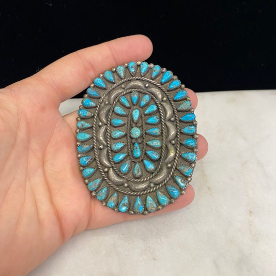 Navajo Pendant // Vintage Silver Turquoise Navajo… - image 2