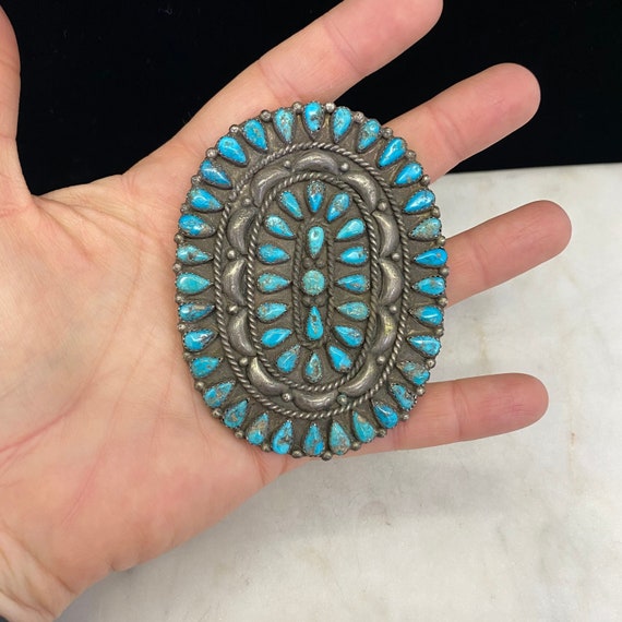 Navajo Pendant // Vintage Silver Turquoise Navajo… - image 1