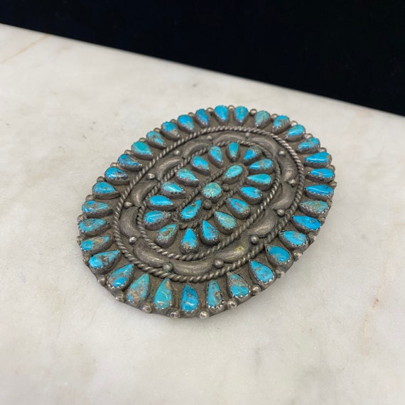 Navajo Pendant // Vintage Silver Turquoise Navajo… - image 4