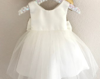 Christening Baby Girl Dress Baptism Dress White Baby Girl Gown Communion dress Naming Ceremony Dress Ivory baby dress girls Birthday dress