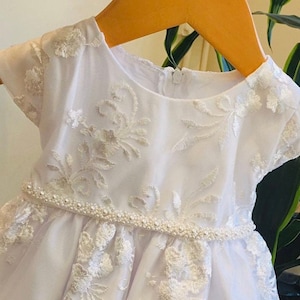 Baptism Baby Dress Pearl Baby Girl Dress Christening Gown White baby girl dress Ivory Baby dress lace christening dress