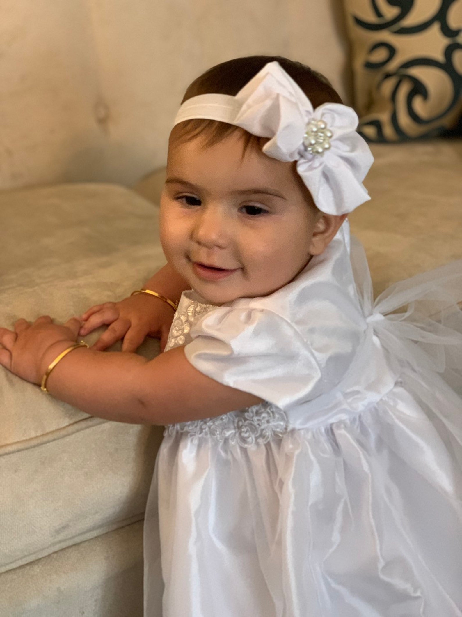 Girls Pearl Headband Ivory Baby Girl Headband White Baptism Etsy
