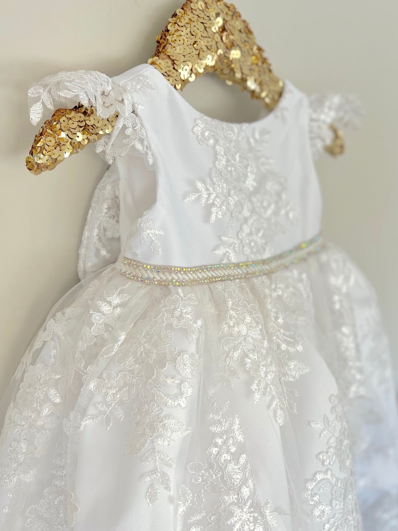 Christening Girls Gown Long Lace Baptism Gown Baby Girl - Etsy