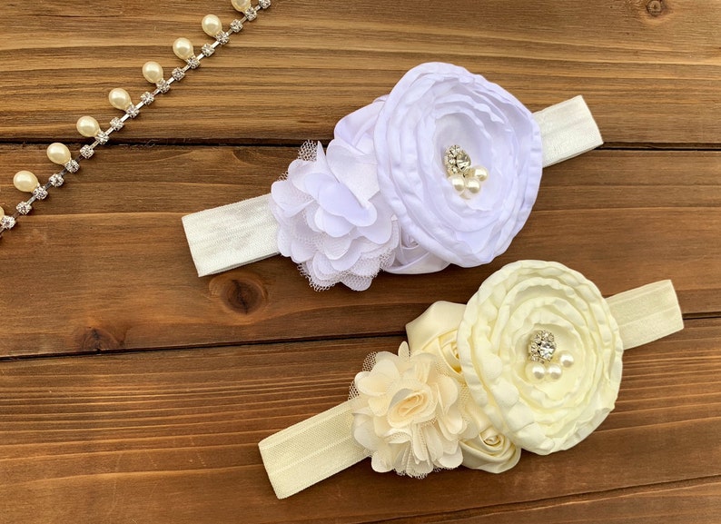 Vintage Rhinestone Pearl Baby Headband Vintage Flower Girl Etsy