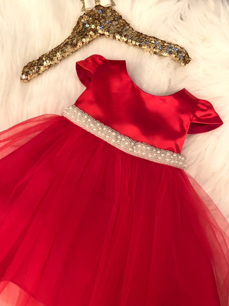 Baby Girl Christmas Dress Baby Holiday Dress Red Flower Etsy